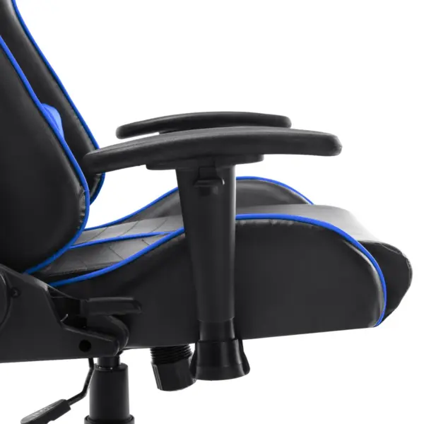 Ergonoomiline mänguritool kaela- ja nimmetoega, must ja sinine kunstnahk, reguleeritava kõrgusega – 7