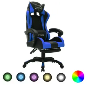 Mänguritool RGB LED-tulede ja jalatoega, sinine-must kunstnahk