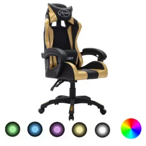 Mänguritool RGB LED-tuledega, kuldne-must kunstnahk