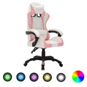 Mänguritool RGB LED-tuledega, roosa-must kunstnahk