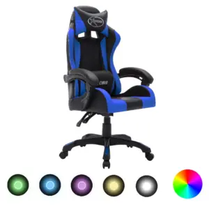 Mänguritool RGB LED-tuledega, sinine-must kunstnahk, reguleeritava kõrgusega