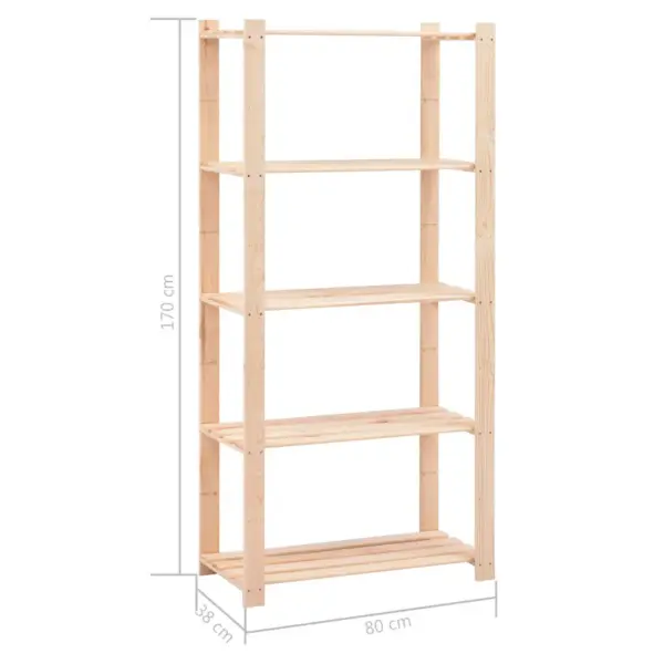5-korruseline männipuidust hoiuriiul, beež, 80 x 38 x 170 cm, 250 kg – 7