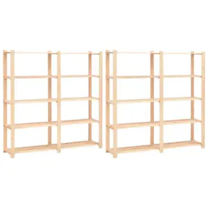 5-korruselised männipuidust hoiuriiulid, 2 tk, 170 x 38 x 170 cm, 500 kg