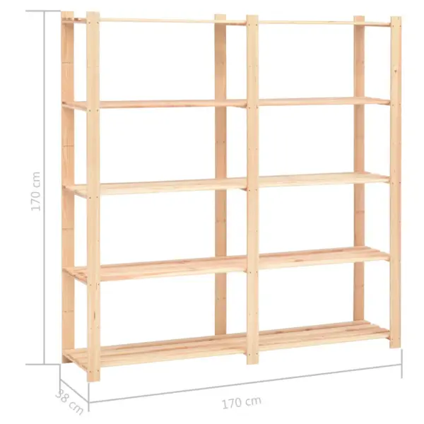 5-korruselised männipuidust hoiuriiulid, 2 tk, 170 x 38 x 170 cm, 500 kg – 8