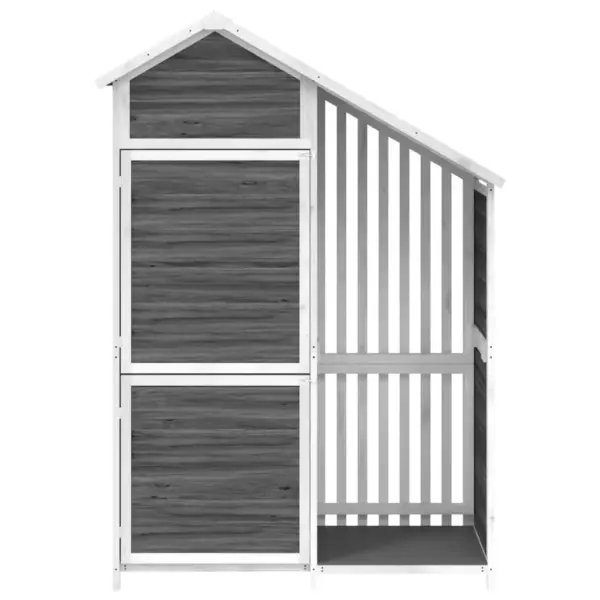 Hall-valge männipuidust aia tööriistakuur veekindla kaldkatusega, 120 x 53,5 x 170 cm – 4