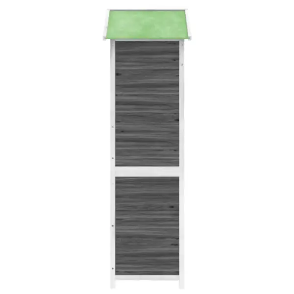 Hall-valge männipuidust aia tööriistakuur veekindla kaldkatusega, 120 x 53,5 x 170 cm – 6