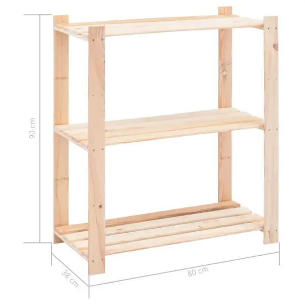 3-korruselised männipuidust hoiuriiulid, 5 tk, pruun, 80 x 38 x 90 cm, kandevõime 150 kg – 8