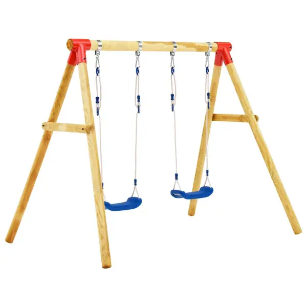 Männipuidust kiigekomplekt aeda, 2 kiike, pruun-sinine, 230 x 130 x 166 cm – 2