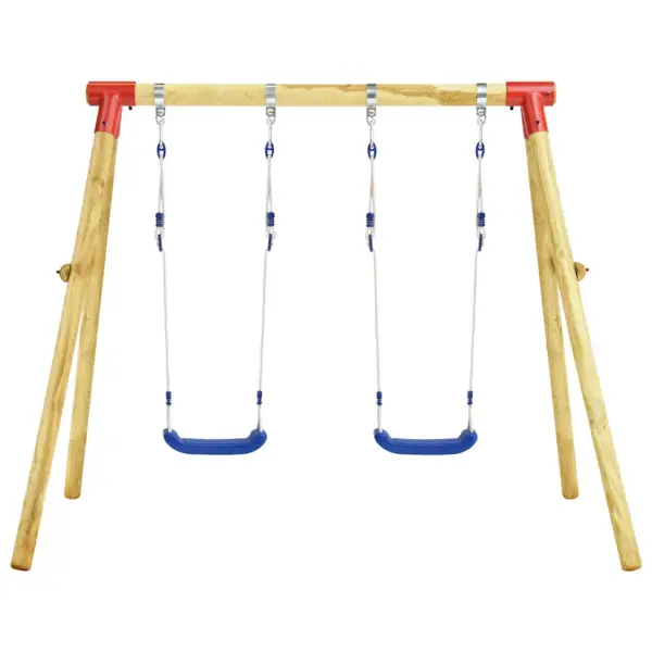 Männipuidust kiigekomplekt aeda, 2 kiike, pruun-sinine, 230 x 130 x 166 cm – 3