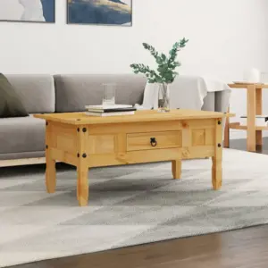 Männipuidust kohvilaud Mehhiko Corona stiilis, sahtliga, pruun, 100 x 55 x 44 cm