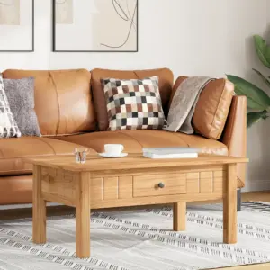 Männipuidust kohvilaud sahtli ja riiuliga, naturaalne, 100 x 60 x 43,5 cm, Panama sari