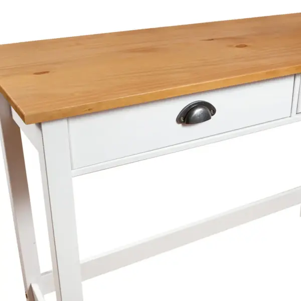 Konsoollaud Hill 2 sahtliga, männipuit, valge ja naturaalne, 110 x 45 x 74 cm – 5