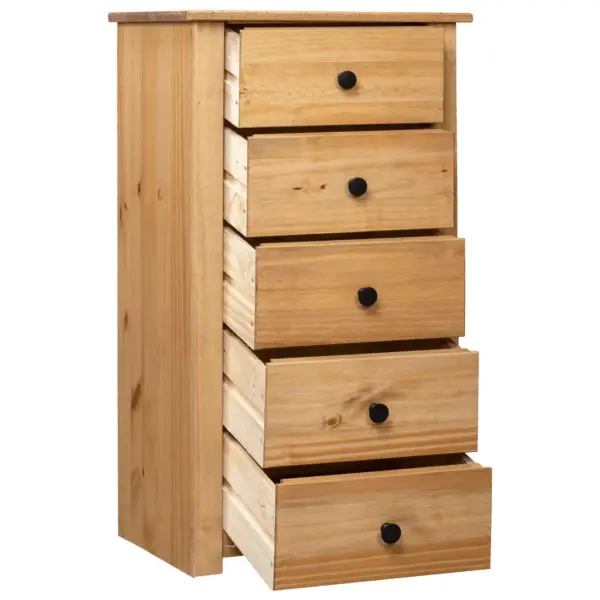 Männipuidust kummut 5 sahtliga, naturaalne puit, Panama sari, 46 x 40 x 89 cm – 2
