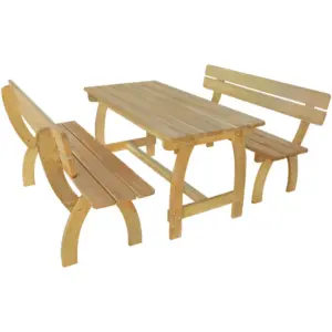 Roheimmutatud männipuidust õllelaud 2 seljatoega pingiga, pruun, laud 150 x 74 x 75 cm