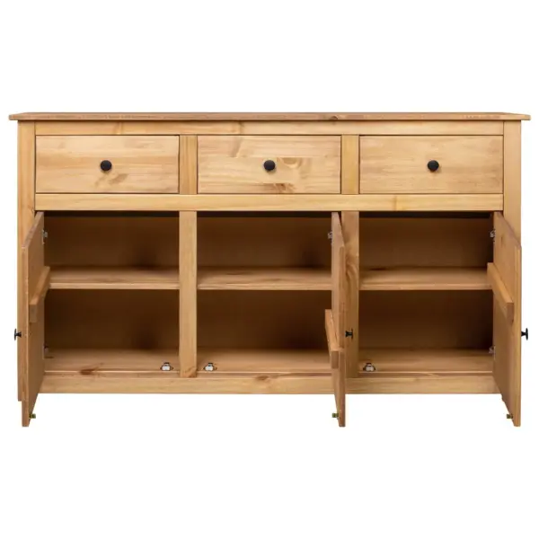 Männipuidust puhvetkapp 3 sahtli ja 3 uksega, 135 x 40 x 80 cm, naturaalne, Panama sari – 4