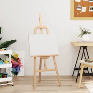 Reguleeritav männipuidust molbert, töötlemata, 53,5 x 95 x 127 cm