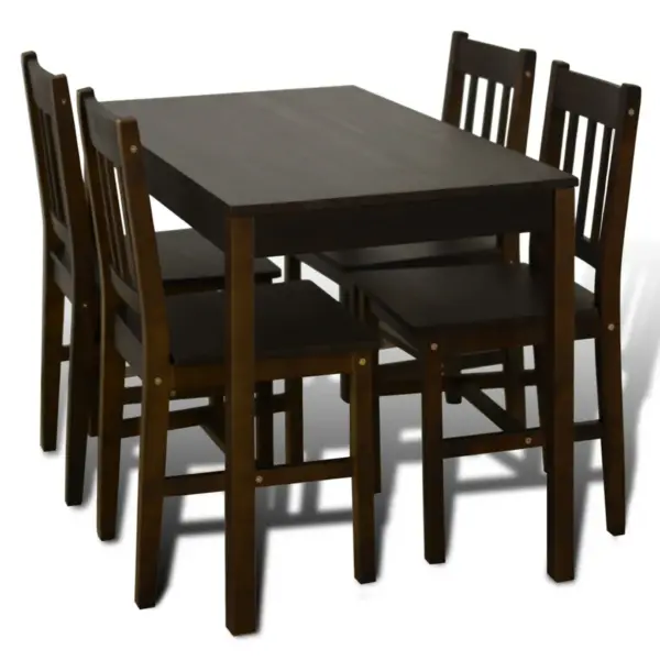 Pruun männipuidust söögilaud 4 tooliga, 108 x 65 x 73 cm - 2