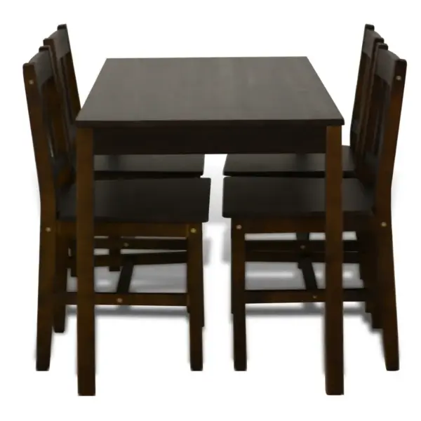Pruun männipuidust söögilaud 4 tooliga, 108 x 65 x 73 cm - 5