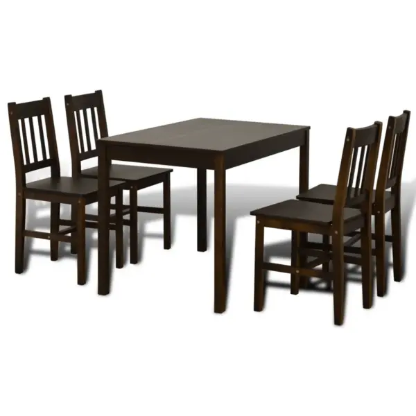 Pruun männipuidust söögilaud 4 tooliga, 108 x 65 x 73 cm - 6