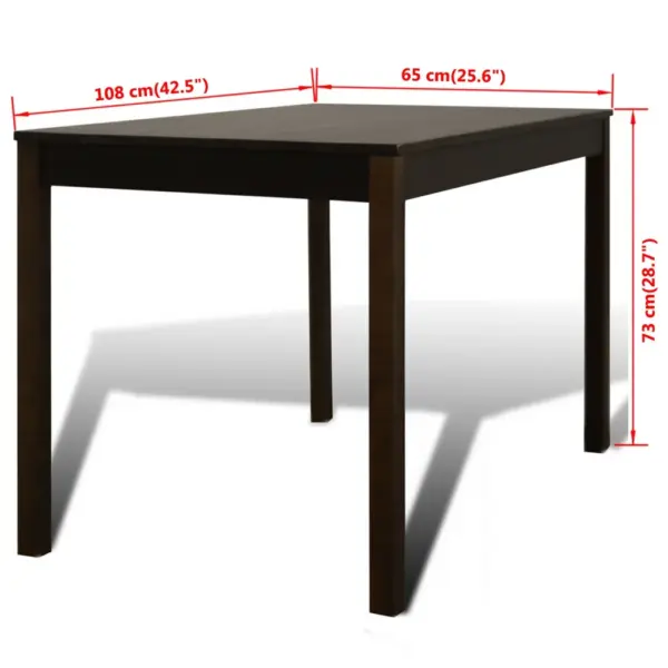Pruun männipuidust söögilaud 4 tooliga, 108 x 65 x 73 cm - 8
