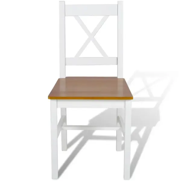Männipuidust söögitoolid, 6 tk, valge ja naturaalne, 41,5 x 45,5 x 85,5 cm – 2