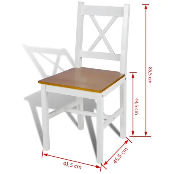 Männipuidust söögitoolid, 6 tk, valge ja naturaalne, 41,5 x 45,5 x 85,5 cm – 5