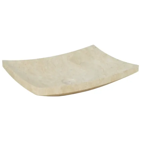 Ristkülikukujuline marmorist valamu 50 x 35 x 12 cm, kreemjasvalge – 2