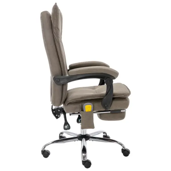 Massaaži ja soojendusega ergonoomiline kontoritool jalatoega, pruunikashall kangas, 64 x 68 x 113–120 cm – 3
