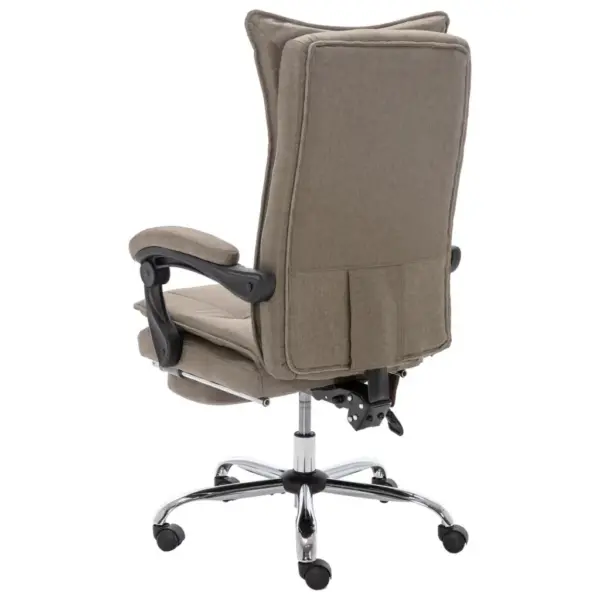 Massaaži ja soojendusega ergonoomiline kontoritool jalatoega, pruunikashall kangas, 64 x 68 x 113–120 cm – 4