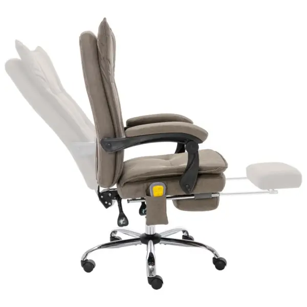 Massaaži ja soojendusega ergonoomiline kontoritool jalatoega, pruunikashall kangas, 64 x 68 x 113–120 cm – 5