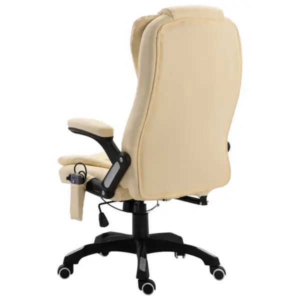 Ergonoomiline massaažiga kontoritool soojendusega, kreemjasvalge kunstnahk – 3