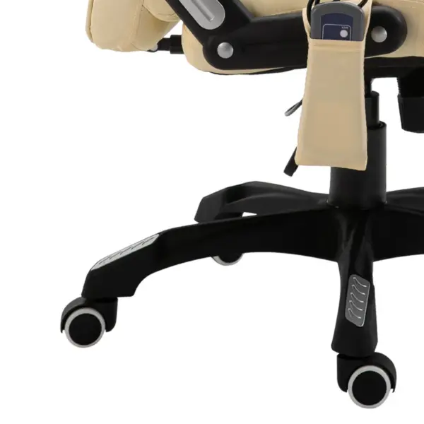 Ergonoomiline massaažiga kontoritool soojendusega, kreemjasvalge kunstnahk – 9