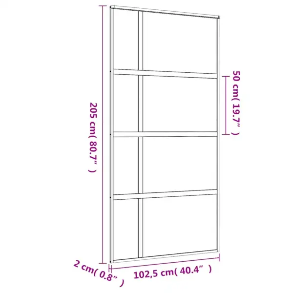 Mattklaasiga liuguks kuldse alumiiniumraamiga, 102,5 x 205 cm – 9