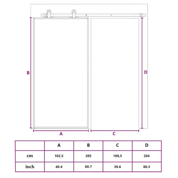 Mattklaasiga liuguks kuldse alumiiniumraamiga, 102,5 x 205 cm – 10