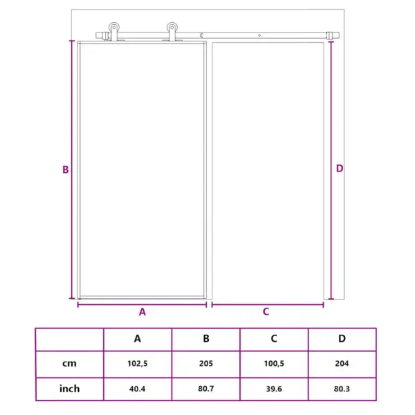 Matt must karastatud klaasist liuguks alumiiniumraamiga, 102,5 x 205 cm – 10