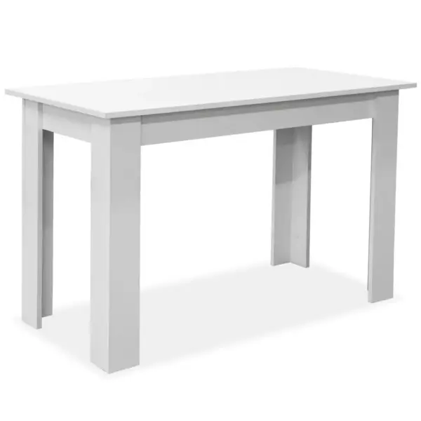 Matt valge söögilaua ja pinkide komplekt, 3 osa, tehispuit, laud 120 x 59 x 76 cm – 3