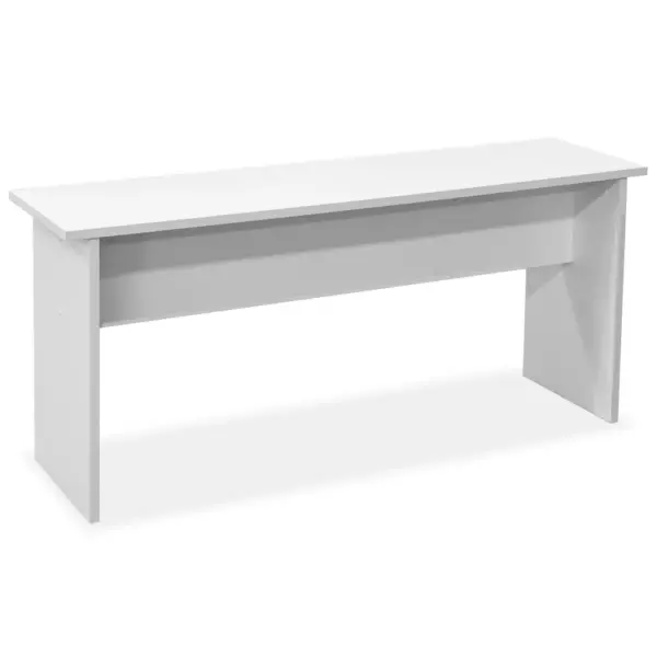 Matt valge söögilaua ja pinkide komplekt, 3 osa, tehispuit, laud 120 x 59 x 76 cm – 4