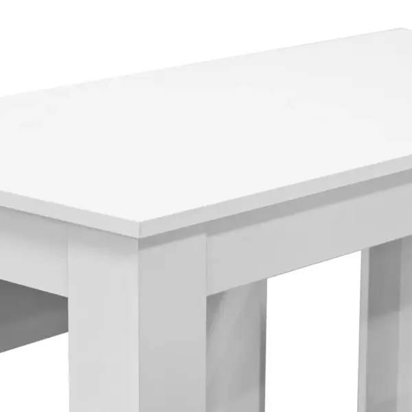 Matt valge söögilaua ja pinkide komplekt, 3 osa, tehispuit, laud 120 x 59 x 76 cm – 5
