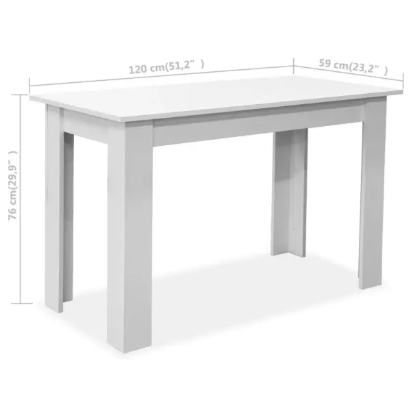 Matt valge söögilaua ja pinkide komplekt, 3 osa, tehispuit, laud 120 x 59 x 76 cm – 6