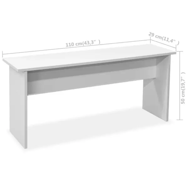 Matt valge söögilaua ja pinkide komplekt, 3 osa, tehispuit, laud 120 x 59 x 76 cm – 7