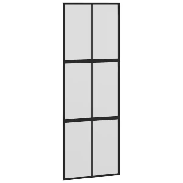 Mattklaasist lükanduks musta alumiiniumraamiga ja vertikaalse dekorribaga, 76 x 205 cm – 2