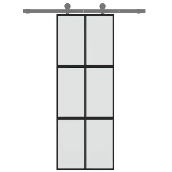 Mattklaasist lükanduks musta alumiiniumraamiga ja vertikaalse dekorribaga, 76 x 205 cm – 3