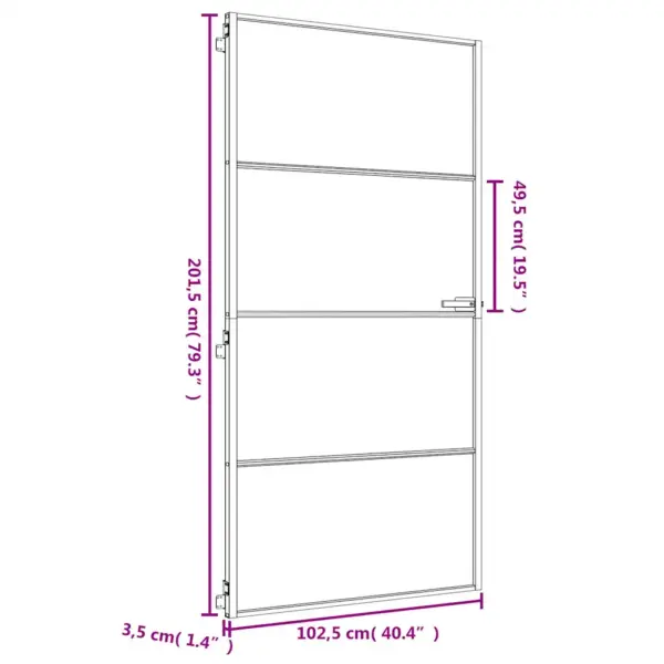 Mattklaasist siseuks kuldse alumiiniumraamiga, 102,5 x 201,5 cm – 9
