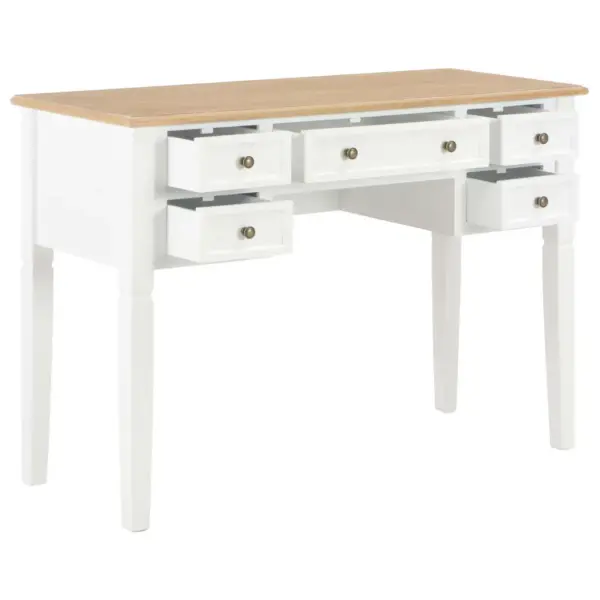 Pruun-valge MDF ja männipuidust kirjutuslaud 5 sahtliga, 109,5 x 45 x 77,5 cm – 2