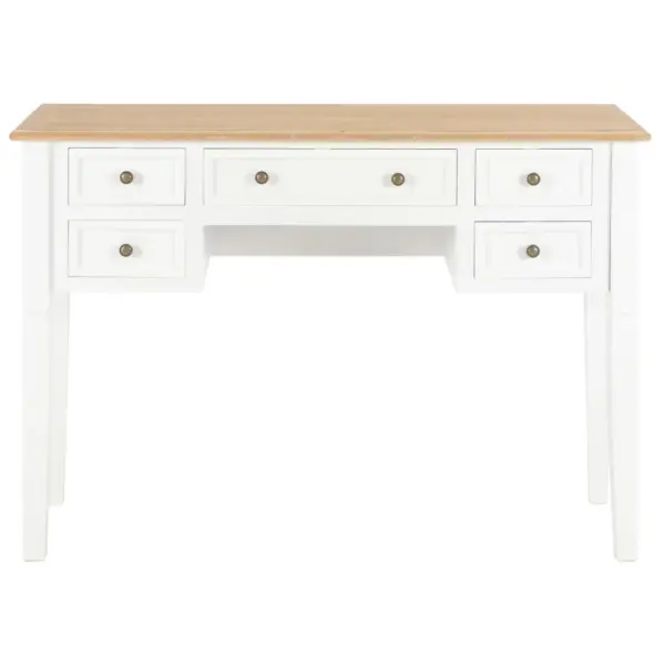 Pruun-valge MDF ja männipuidust kirjutuslaud 5 sahtliga, 109,5 x 45 x 77,5 cm – 3