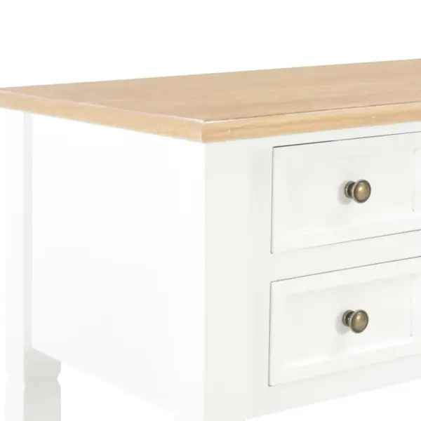 Pruun-valge MDF ja männipuidust kirjutuslaud 5 sahtliga, 109,5 x 45 x 77,5 cm – 6