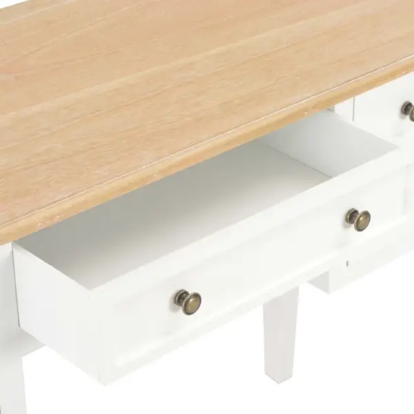Pruun-valge MDF ja männipuidust kirjutuslaud 5 sahtliga, 109,5 x 45 x 77,5 cm – 7