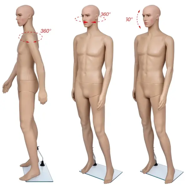 Beež meesmannekeen klaasaluse ja alumiiniumstatiiviga, suurus 54, kõrgus 187 cm – 5