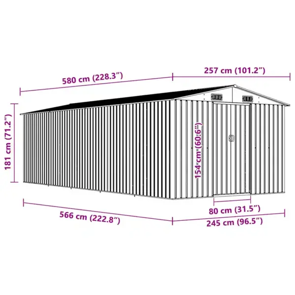 Metallist aiakuur topelt lükandustega, antratsiithall, 257 x 580 x 181 cm – 9