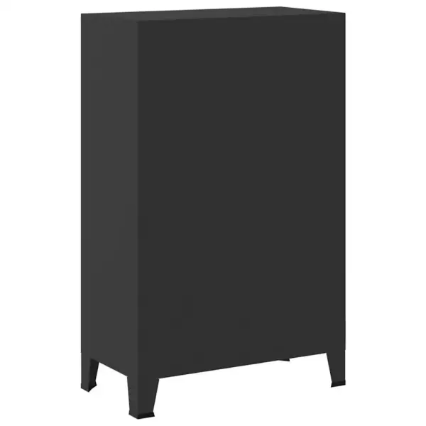 Metallist garderoobkapp industriaalstiilis, 2 ukse ja 2 sahtliga, must, 67 x 35 x 107 cm - 6